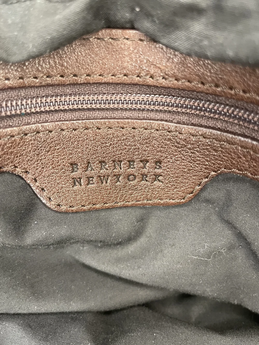 Barneys New York Dark Brown Leather Messenger Bag